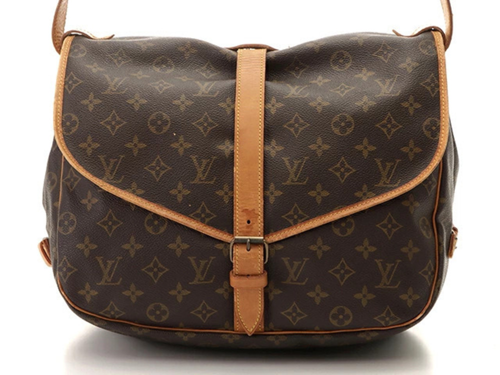LOUIS VUITTON Saumur Shoulder Bag Monogram Brown